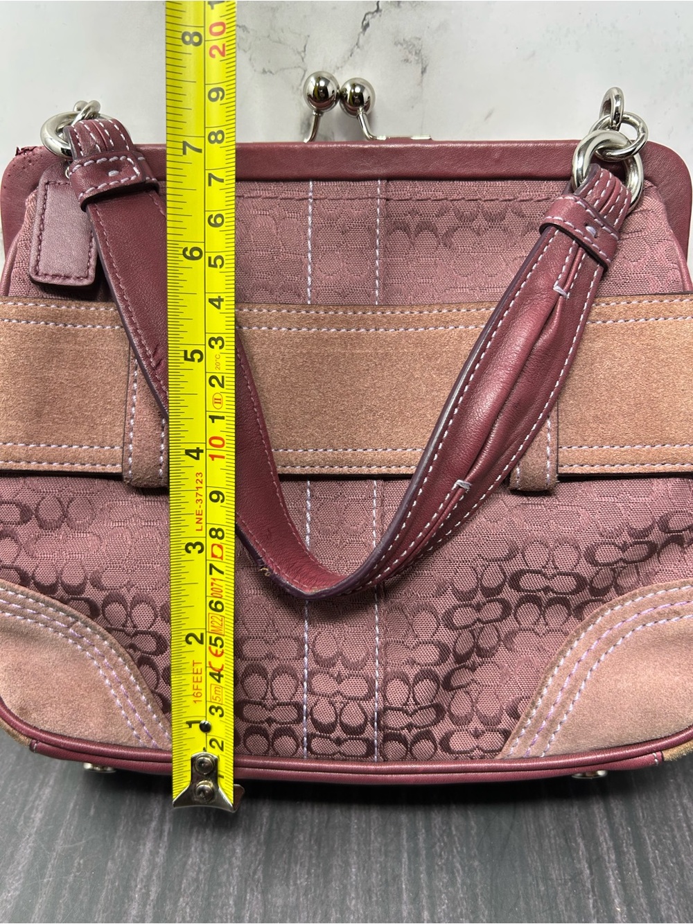 COACH 8A25 FRAMED SIGNATURE KISS-LOCK MINI RHINESTONE VELVET BOW DOCTORS BAG - Picture 6 of 11